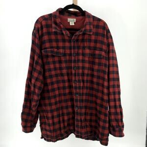 Vintage LL Bean red black gingham button down flannel shirt shacket XXL